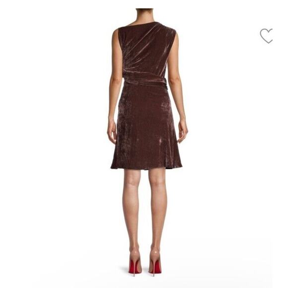 Salvatore Ferragamo Belted Draped Velvet Crushed-velvet Dress Size 40 (US 6 )NWT - Picture 2 of 15
